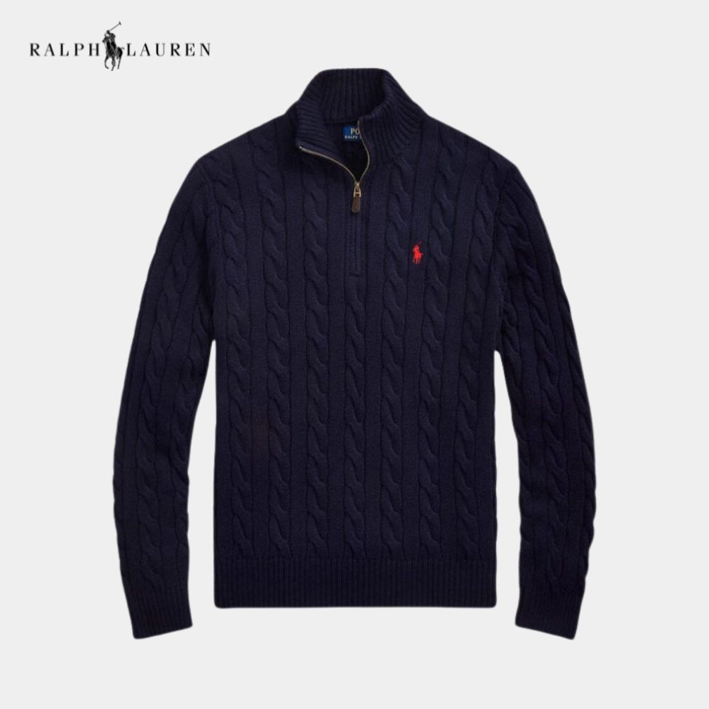 RALPH LAUREN - Chunky Timeless Knit-Zip Sweater