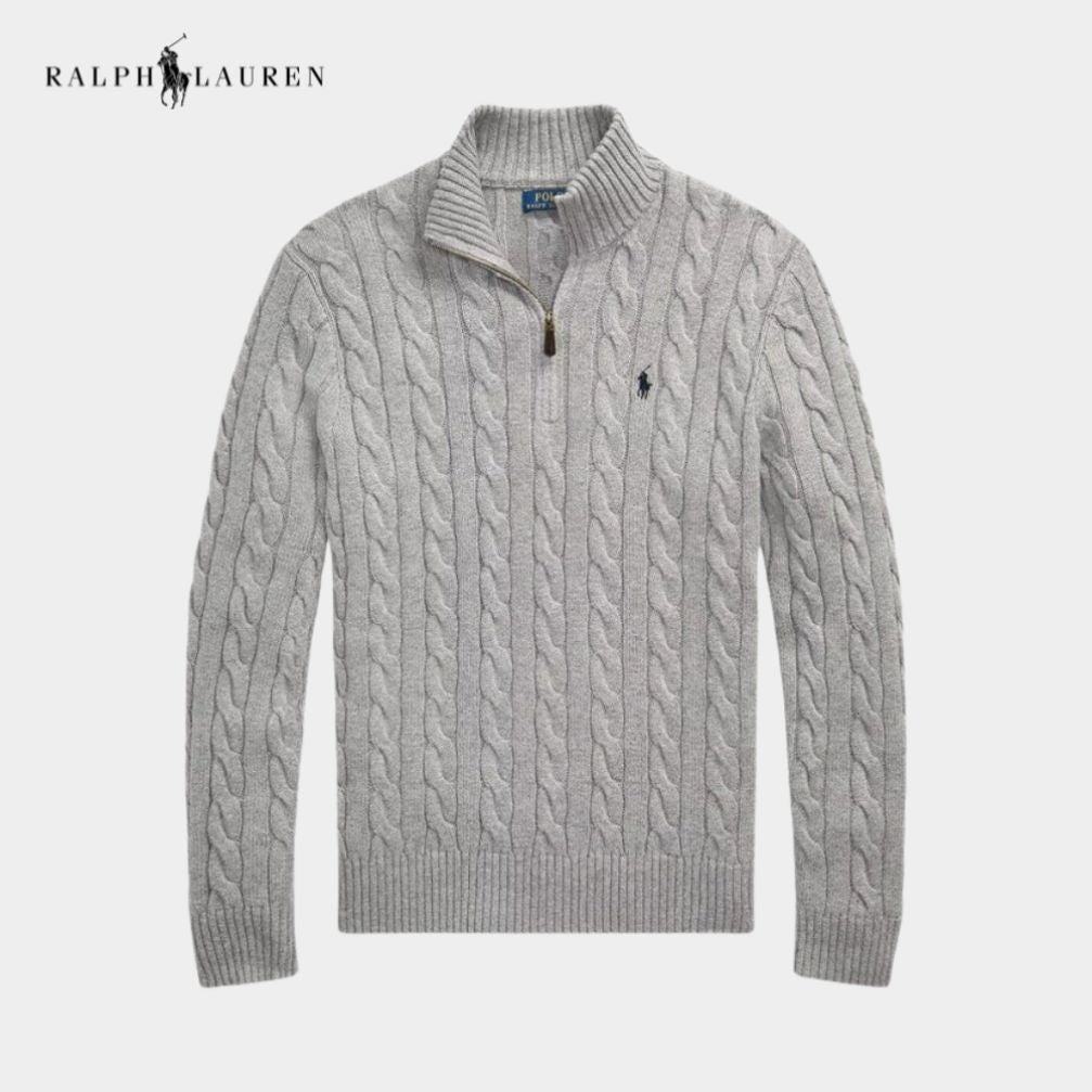 RALPH LAUREN - Chunky Timeless Knit-Zip Sweater